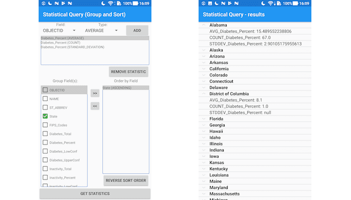 Image of statistical query group and sort