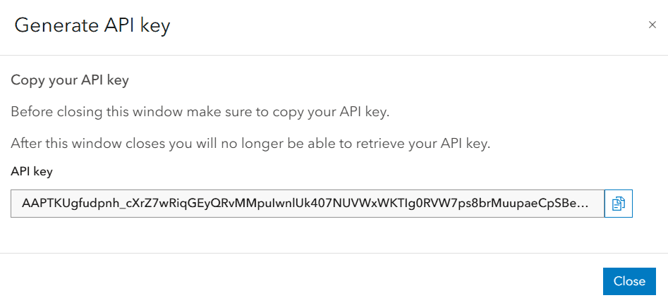 Copy the API key