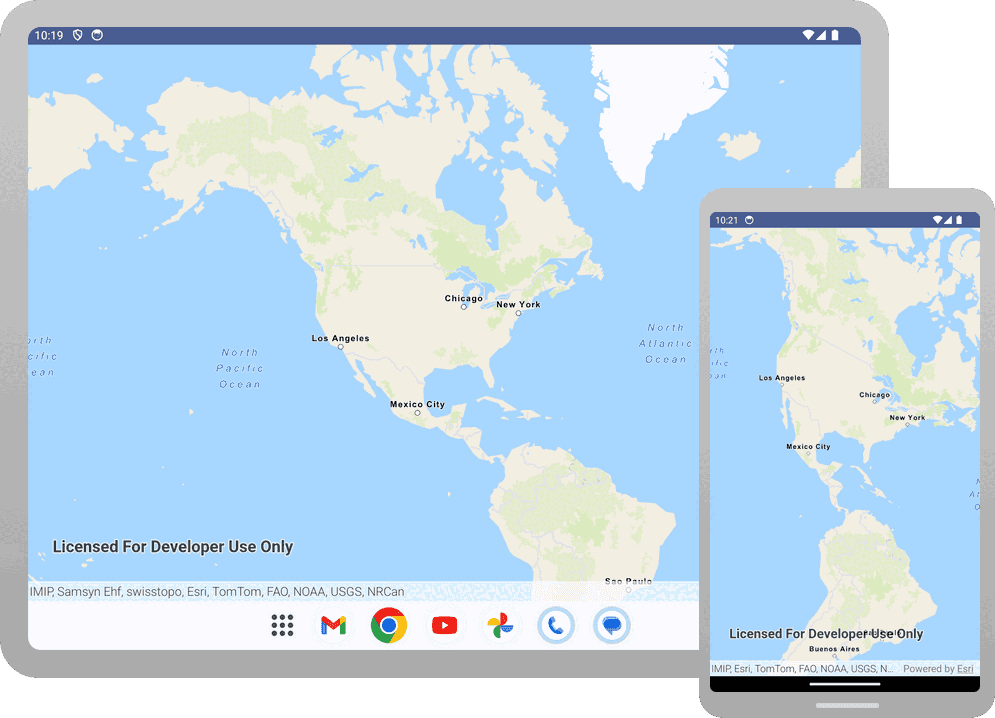 Example of basemap attribution in mobile devices