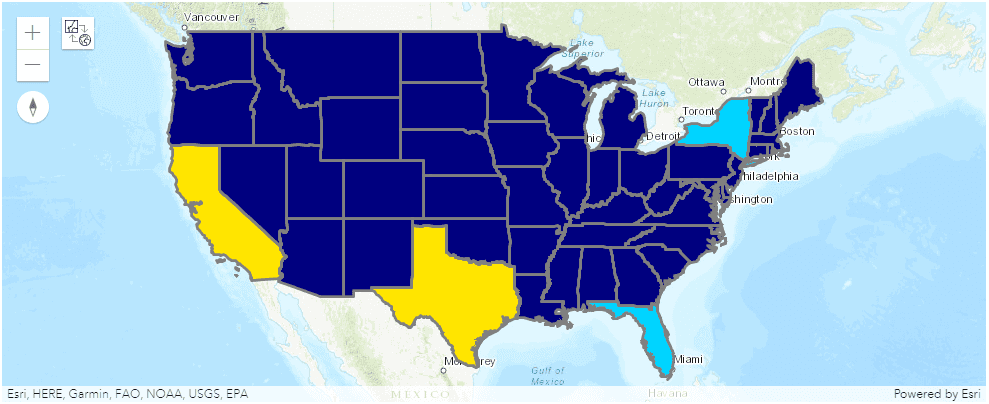 The United States colored by population