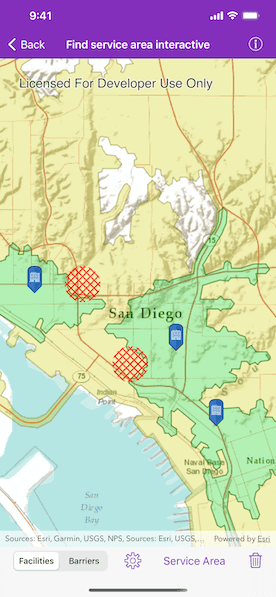 Find service area interactive sample