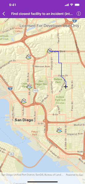 Find closest facility to an incident interactive