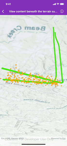 View content beneath the terrain surface sample