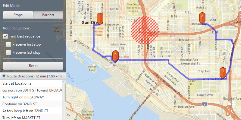 Image of routing around barriers