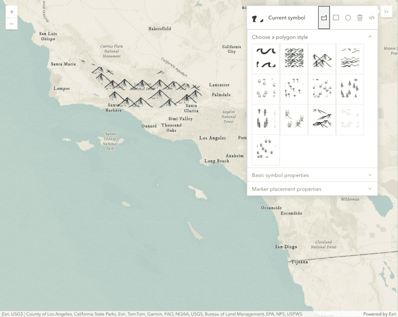 Image preview of related sample Adjust marker placement in polygon symbols