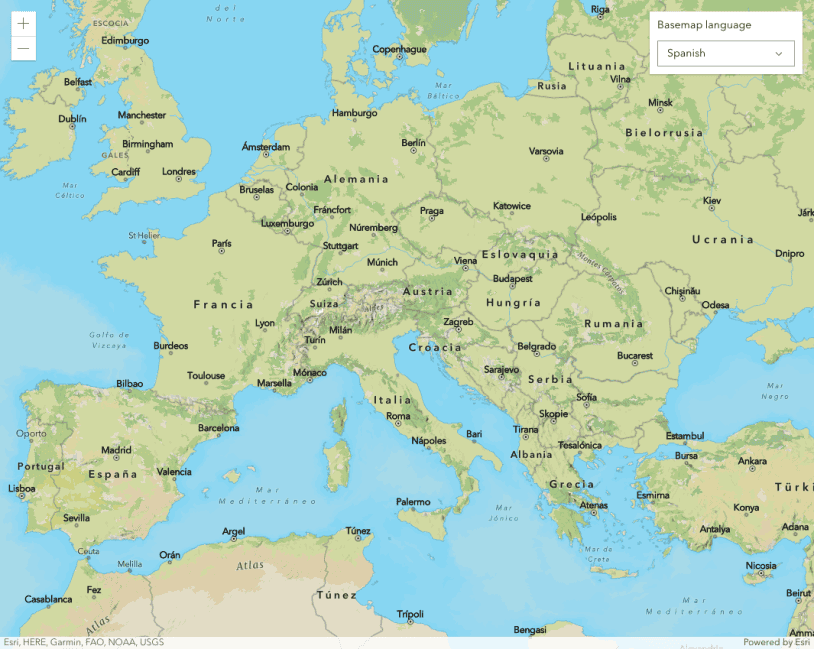 Image preview of Change the basemap language tutorial