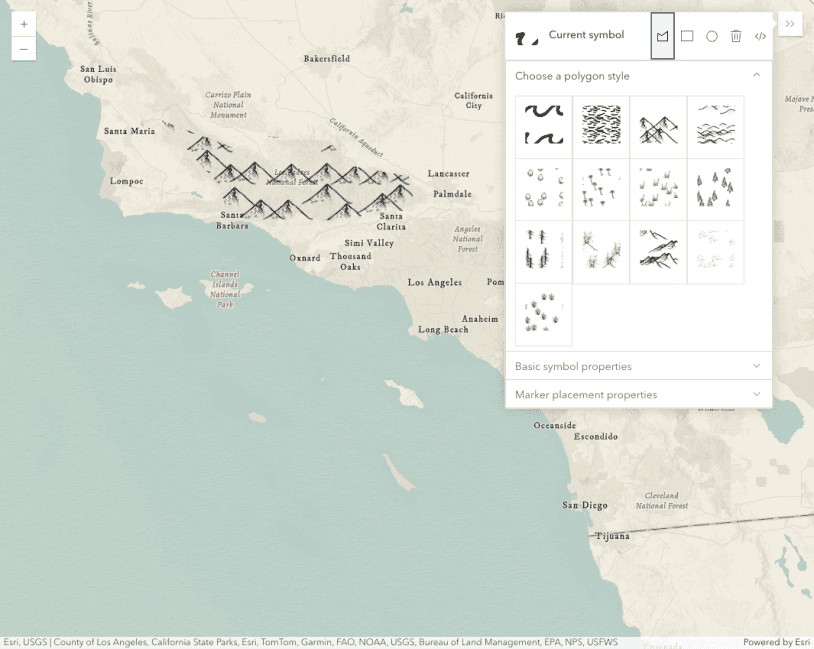 Image preview of related sample Adjust marker placement in polygon symbols