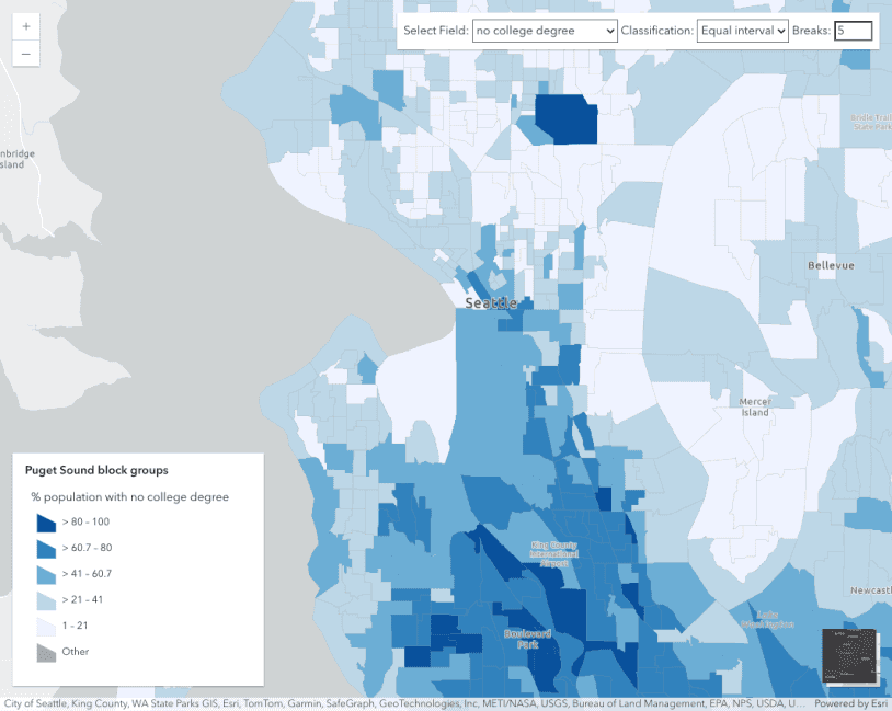 Image preview of related sample Generate a class breaks visualization