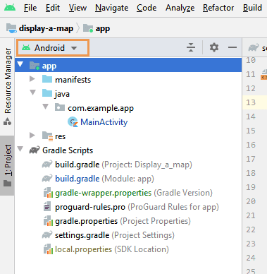 Android view in Project tool window