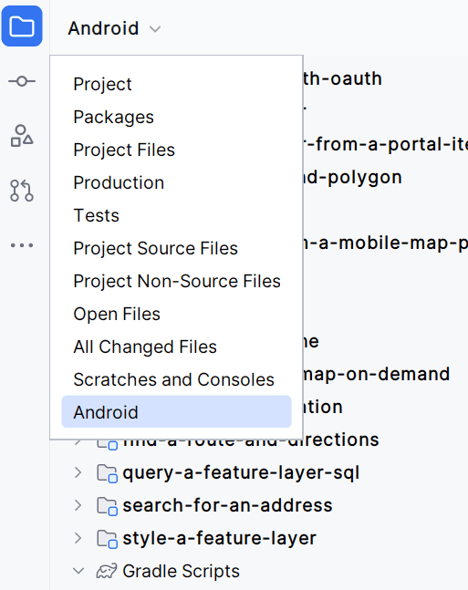 Android view in Project tool window