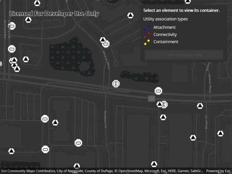 Image of display content of utility network container