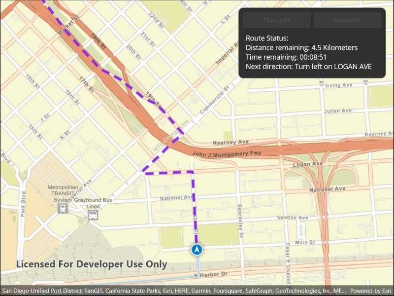 Image of navigate route with rerouting