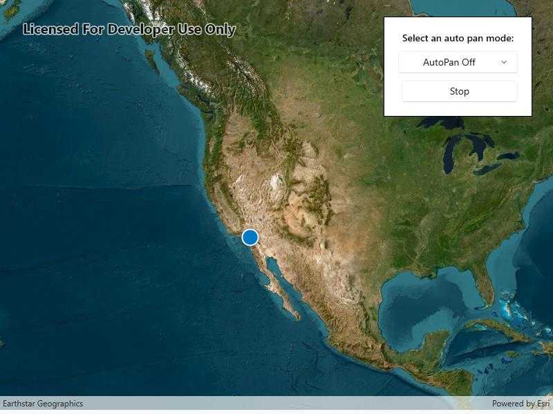 Image of display device location with autopan modes