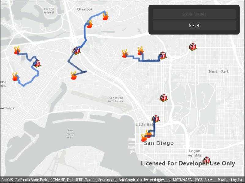 Image of find closest facility to multiple incidents service