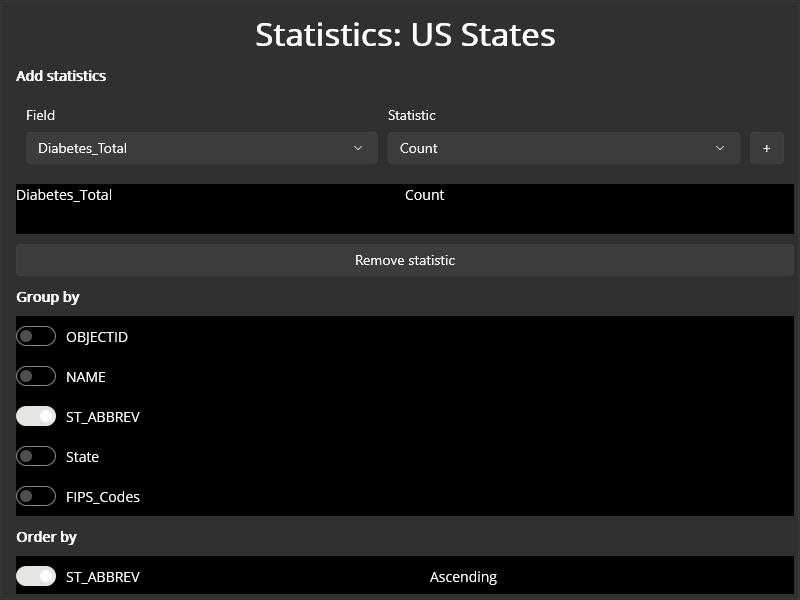 Image of statistical query group and sort