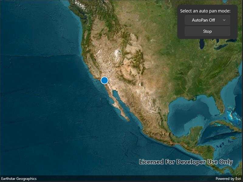 Image of display device location with autopan modes