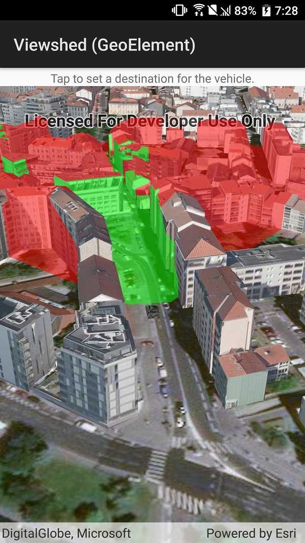 Image of viewshed for geoelement