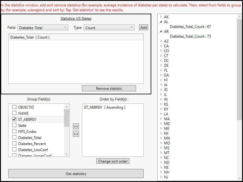 Image of statistical query group and sort