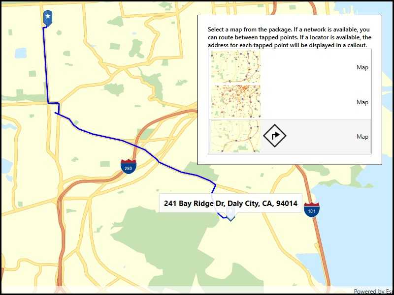 Image of mobile map search and route