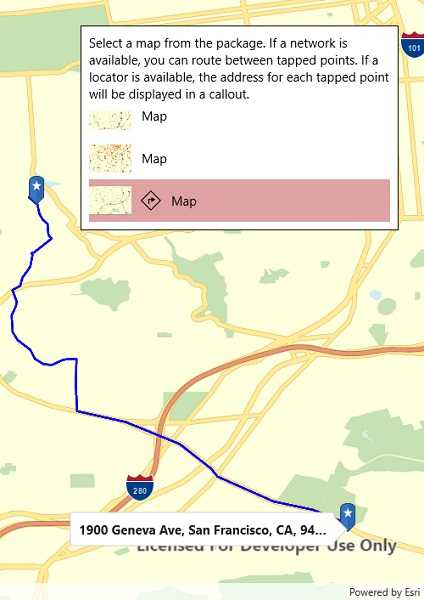 Image of mobile map search and route