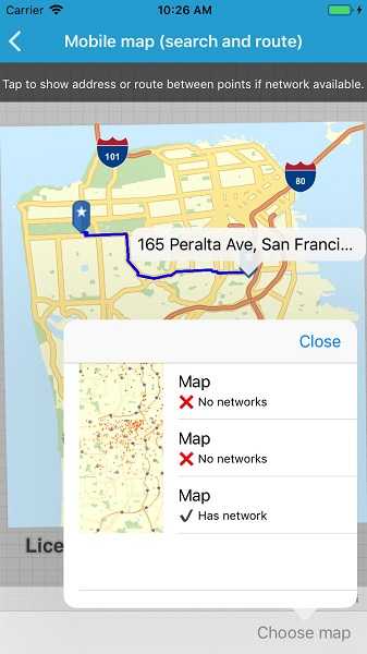 Image of mobile map search and route