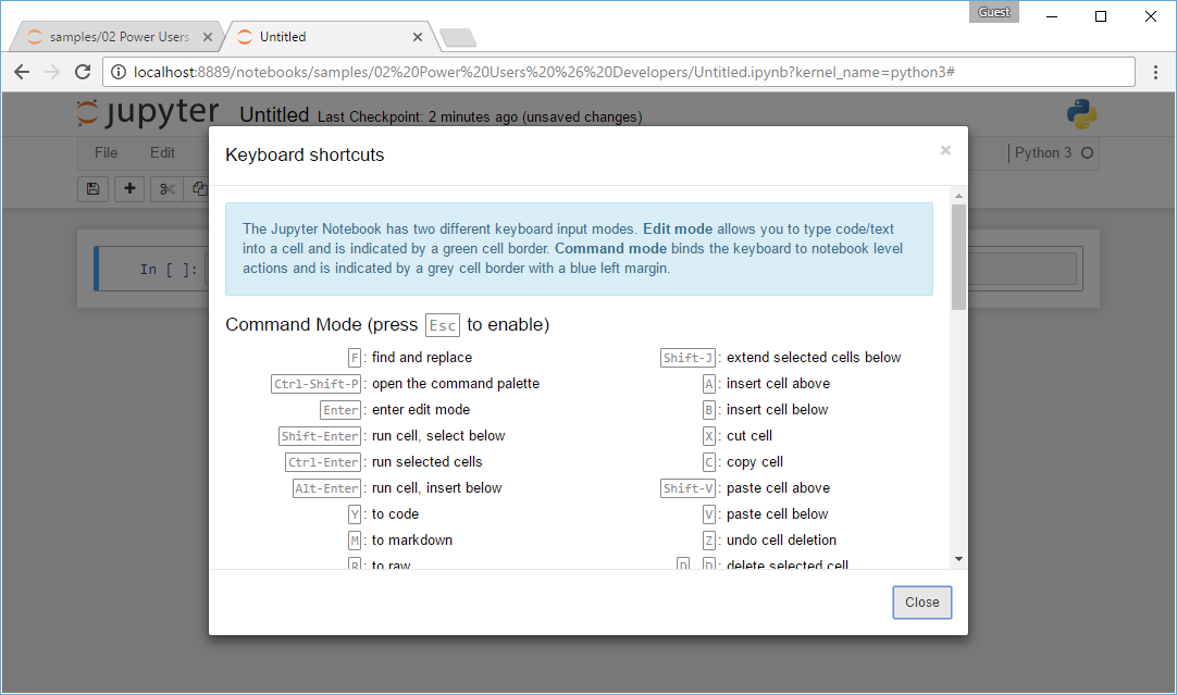 keyboard shortcuts