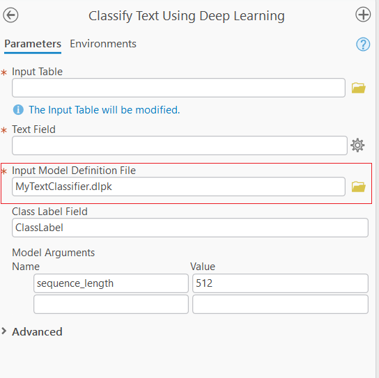 Input Model parameter File