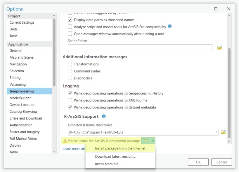 arcgisbinding installer internet