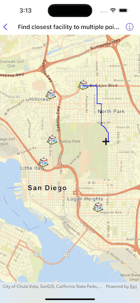 Image of find closest facility to multiple points