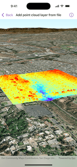 Screenshot of Add point cloud layer from file sample