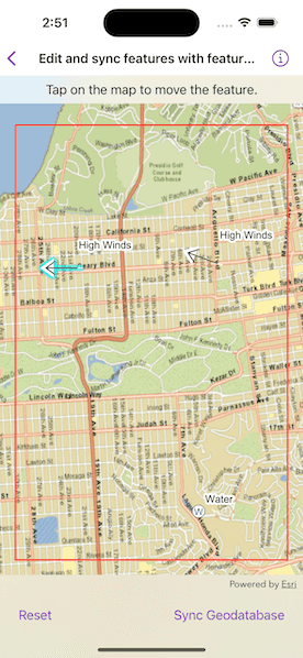 Image of Edit and sync features with feature service sample