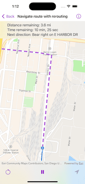 Image of navigate route with rerouting