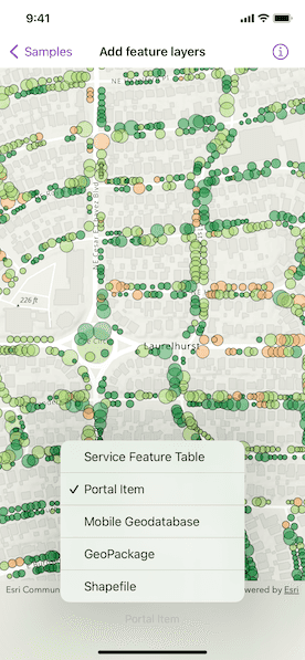 Screenshot of add feature layers sample