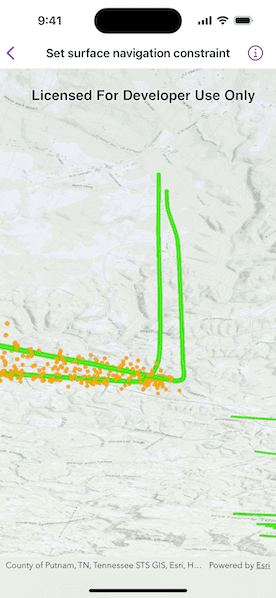 Screenshot of Set surface navigation constraint sample