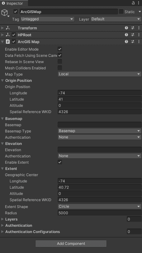 ArcGISMap game object