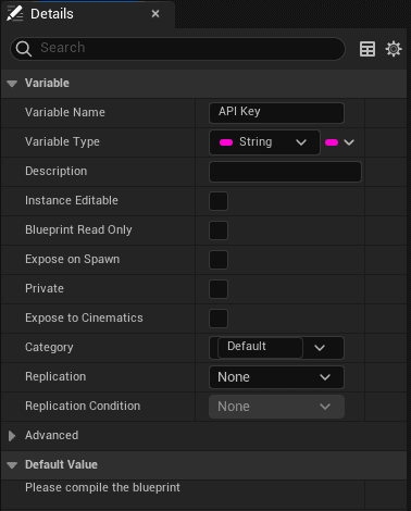 Create API key variable